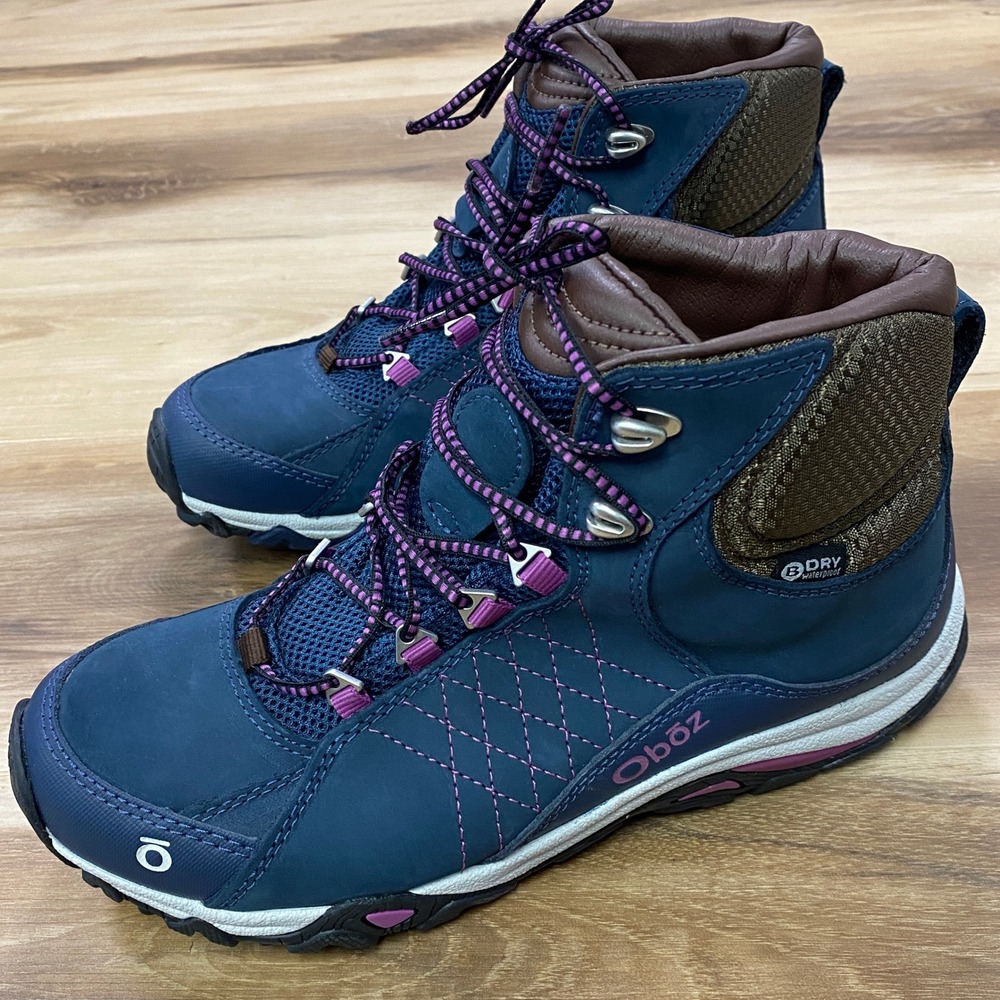 Oboz Bridger Mid B-DRY Hiking Boots Size 8 Waterproof Trail Shoes Navy Blue - Picture 8 of 11